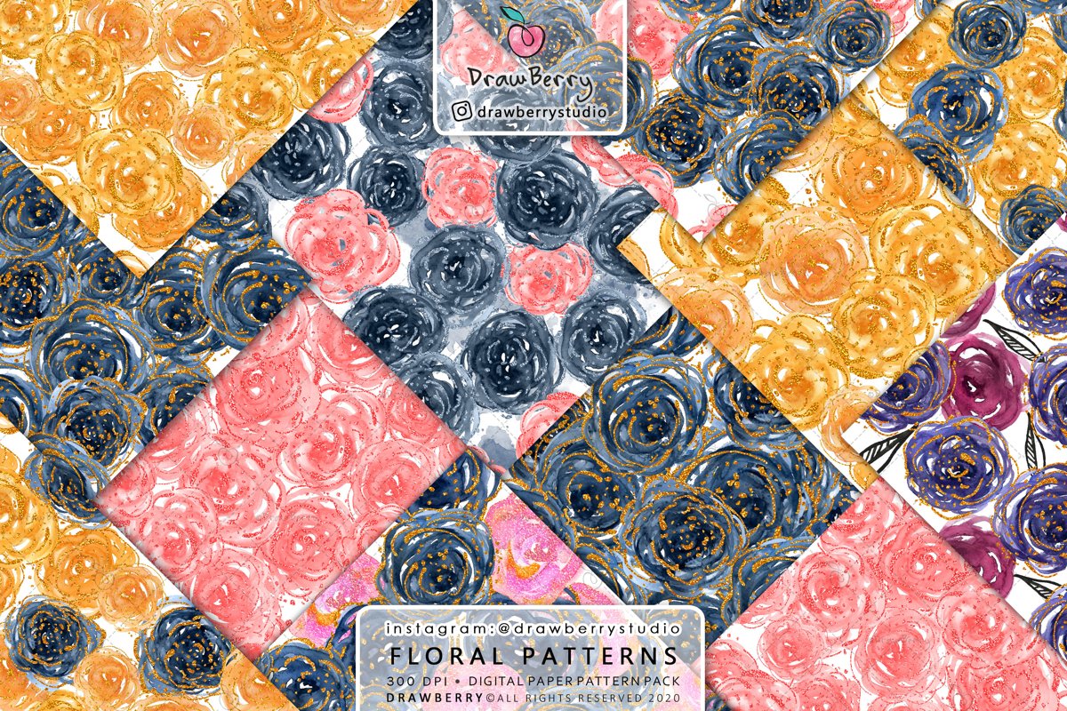 Watercolor Floral Pattern Pack example image 1