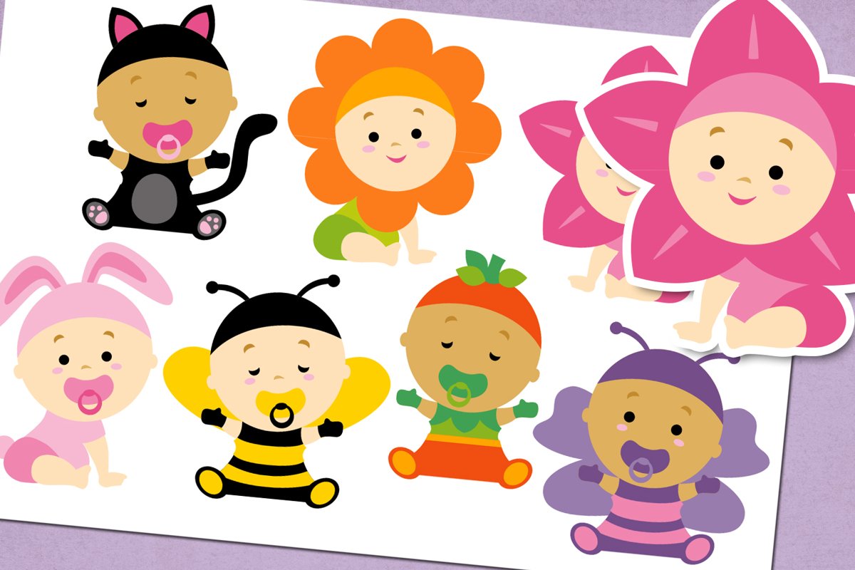 Baby girl in costume illustrations example image 1