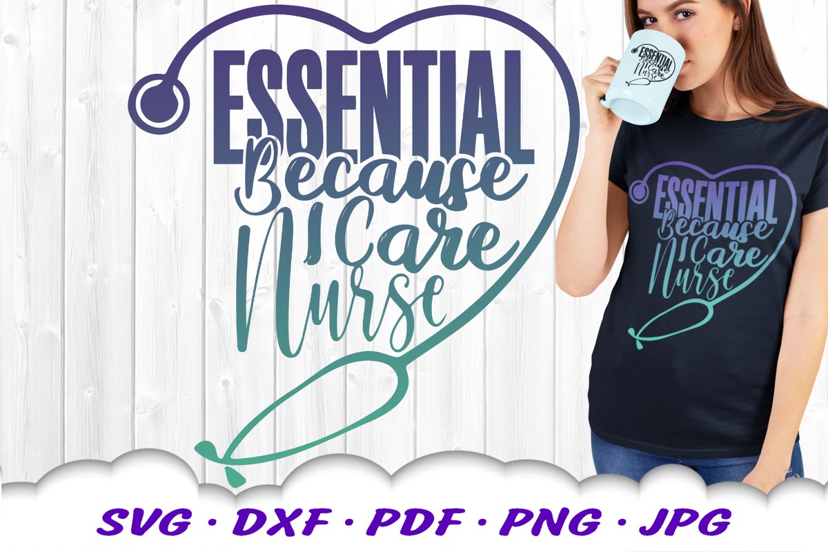 Essential Nurse Stethoscope SVG DXF Cut Files example image 1