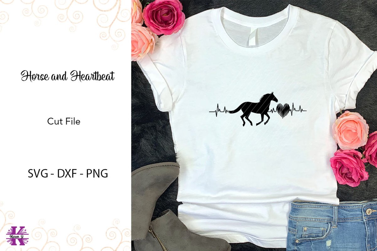 Horse Heartbeat-SVG DXF PNG example image 1