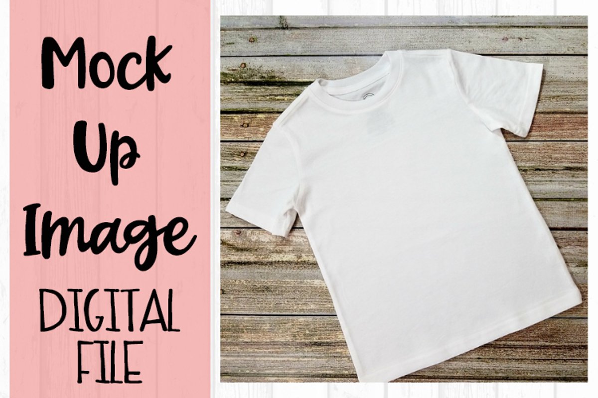 Kids Tee on Wood Mock Up example image 1
