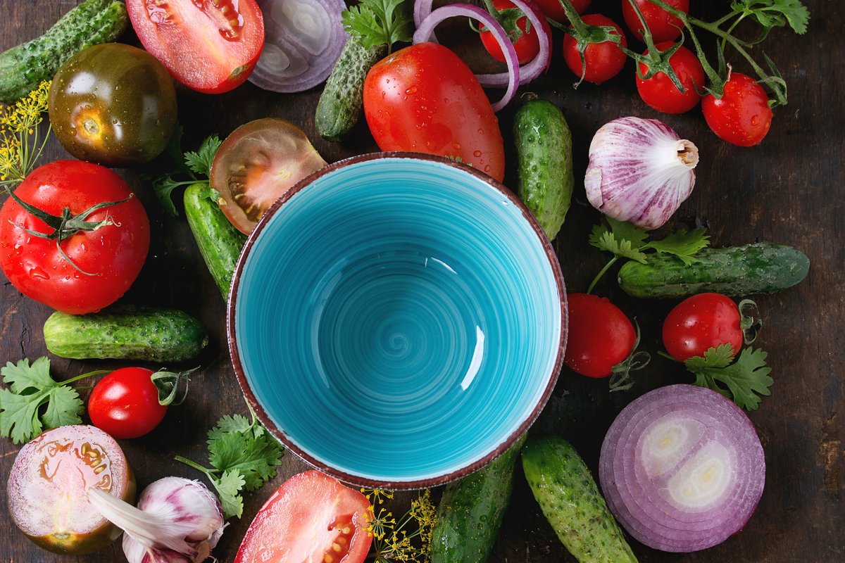 Background with tomatoes and cucumbers example image 1