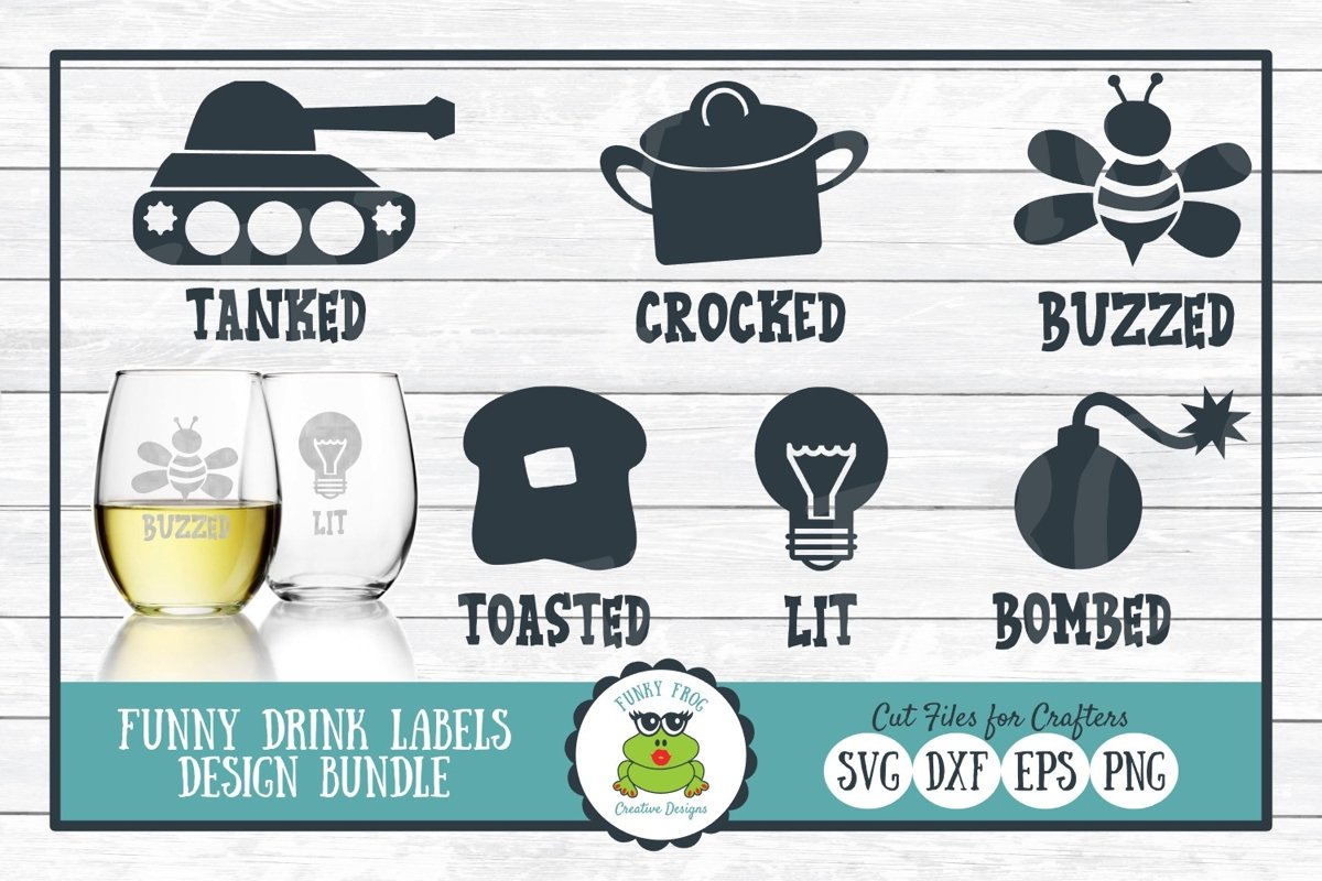 Funny Drink Labels Design Bundle - SVG Cut Files for Crafter example image 1