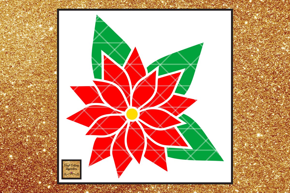 Christmas Svg, Poinsettia Flower Template, Flower svg dxf example image 1