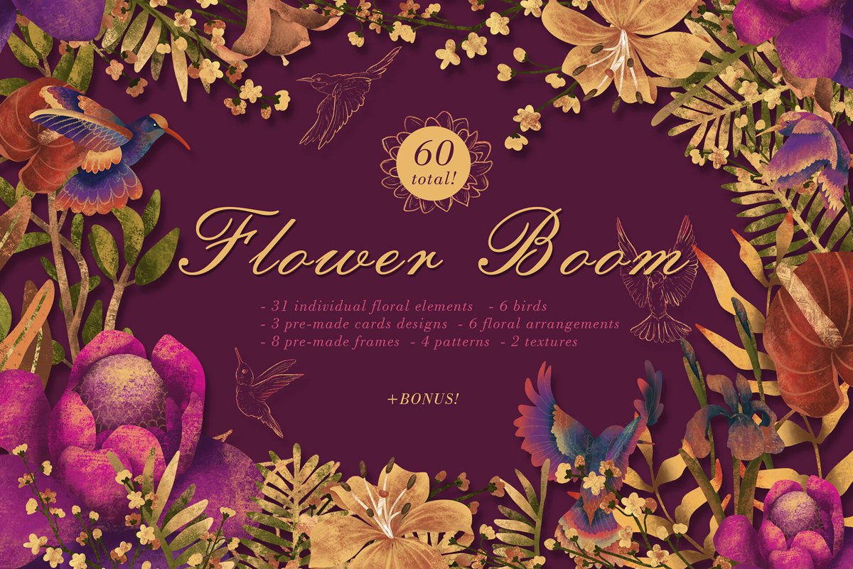 FLOWER BOOM romantic floral set example image 1