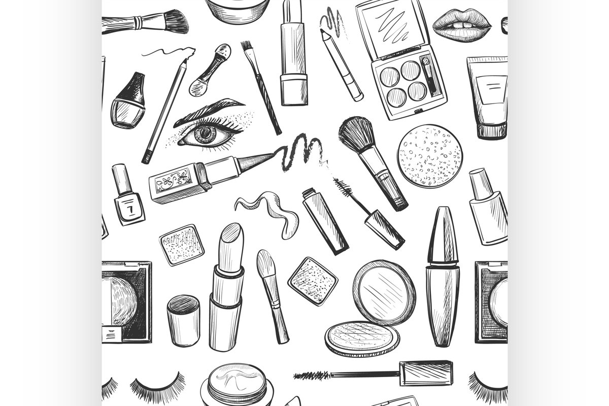 Glamorous make-up seamless pattern example image 1