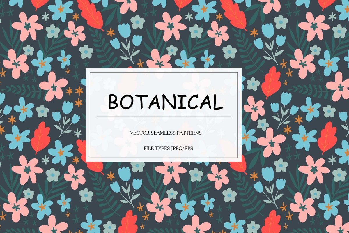 Flower seamless vector pattern. Botanical pattern. example image 1