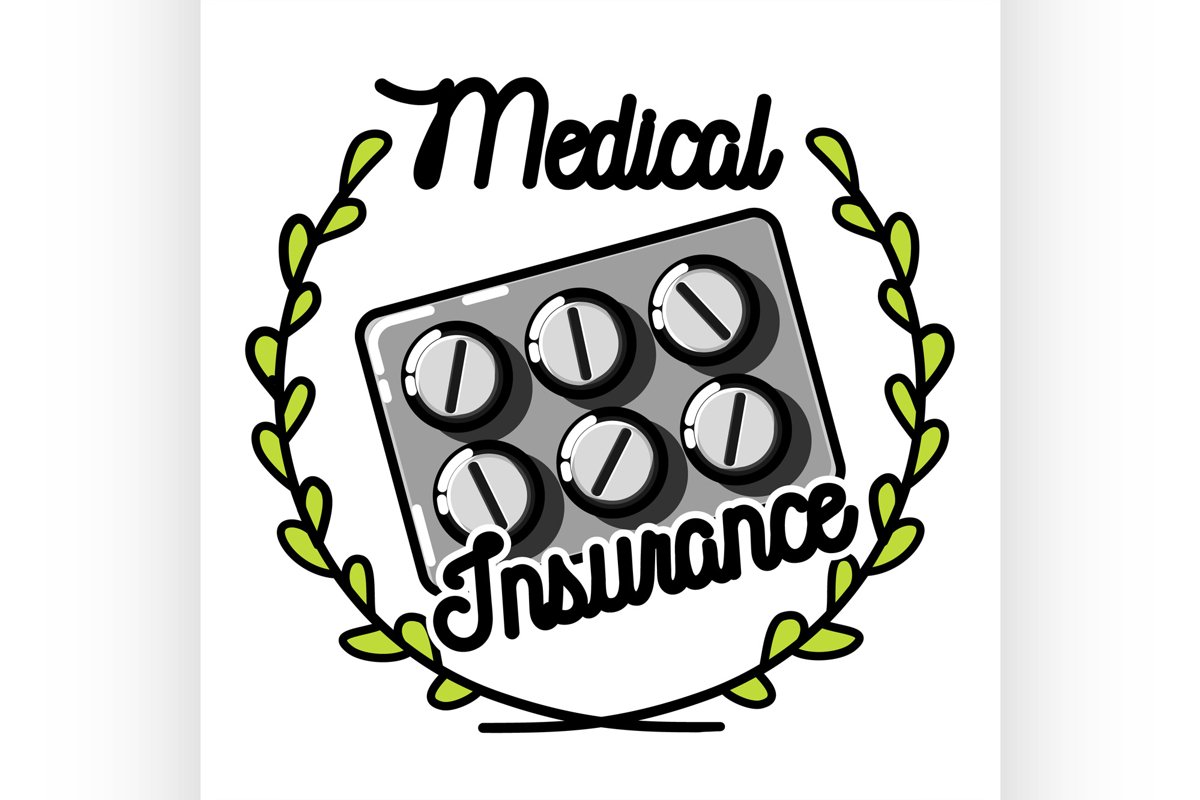 Color vintage medical insurance emblem example image 1