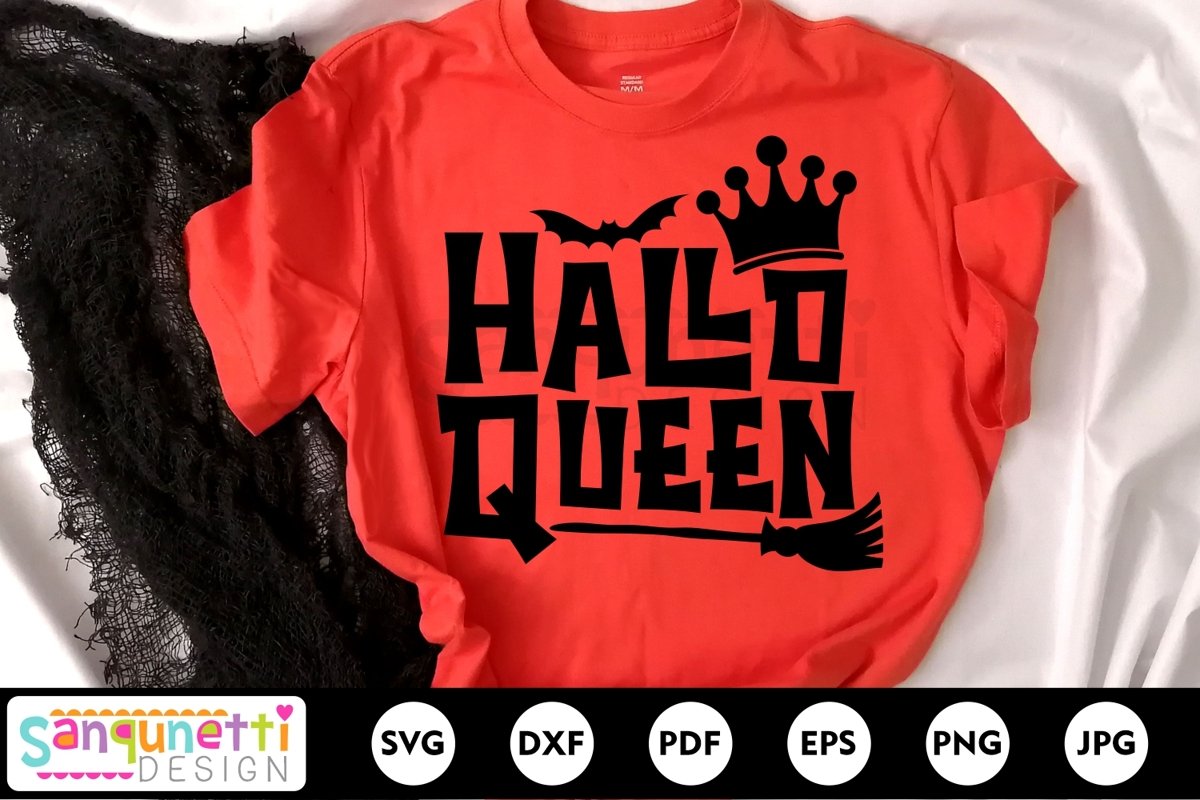 Hallo Queen SVG, Halloween cutting files, Funny Halloween example image 1