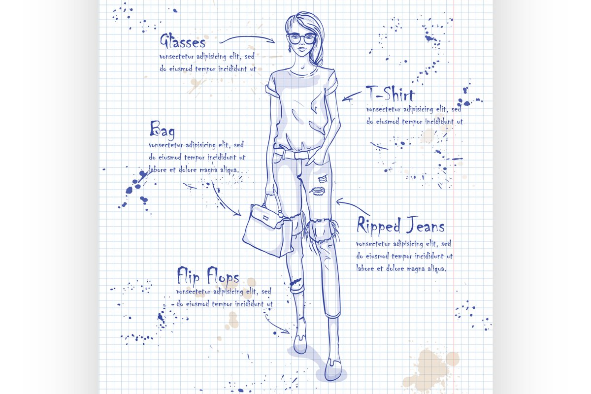 Trendy look on a notebook page example image 1