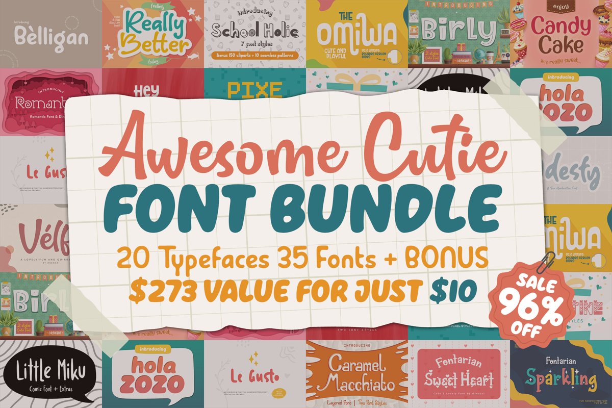 Awesome Cutie Font Bundle example image 1