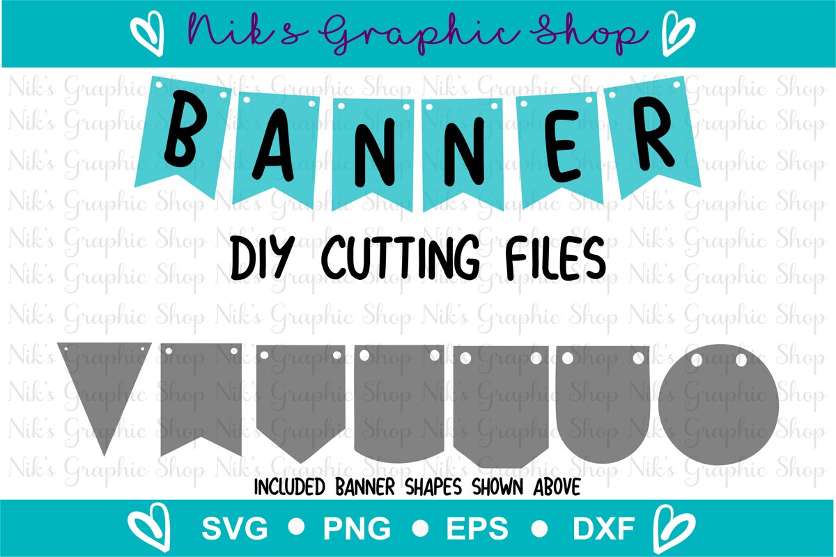 Banner Svg, Bunting Banner Svg, Banner Cut Files, Flag Svg example image 1