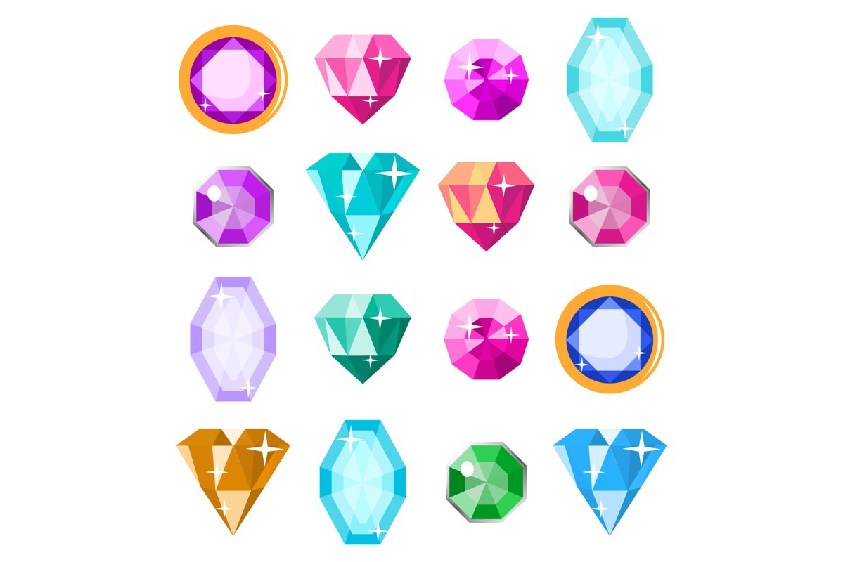 Precious Stones Set Vector. Cartoon Jewels example image 1