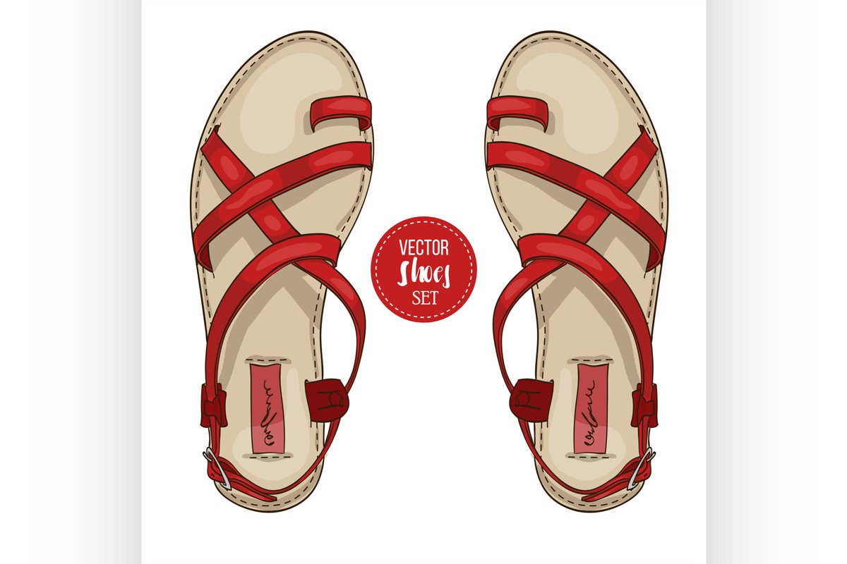 Fashion vector sketch womens shoes. example image 1