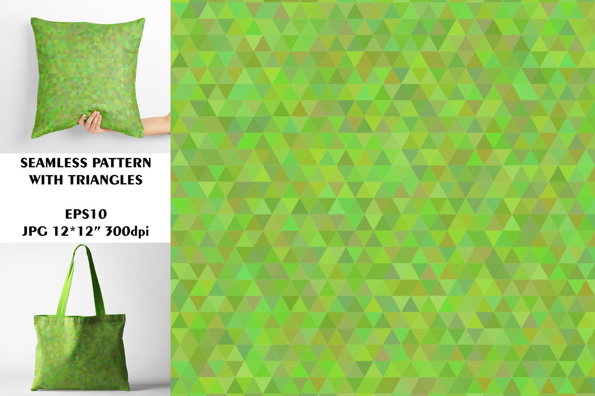 Seamless Pattern with Green Triangles. Digital Paper. example image 1