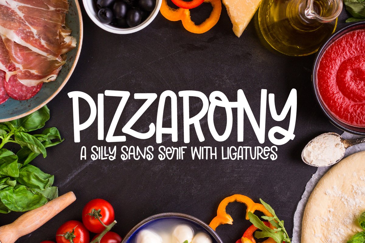 Pizzarony - A Silly Sans Serif With Ligatures example image 1