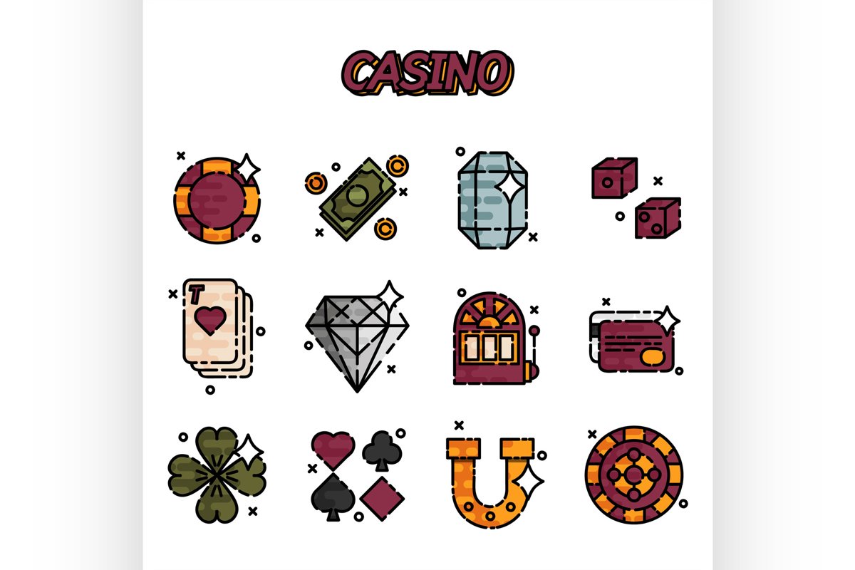 Casino flat icons set example image 1