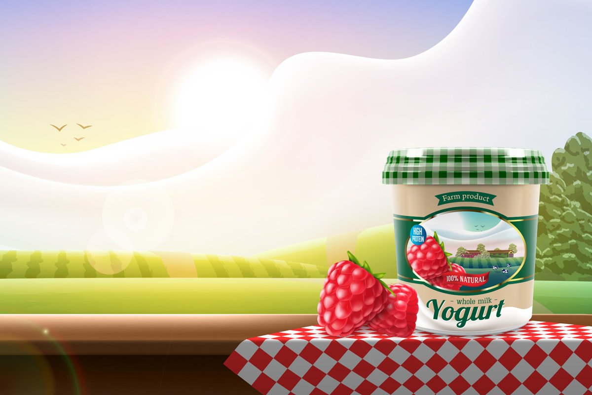 Greek yogurt with raspberry jar design example image 1