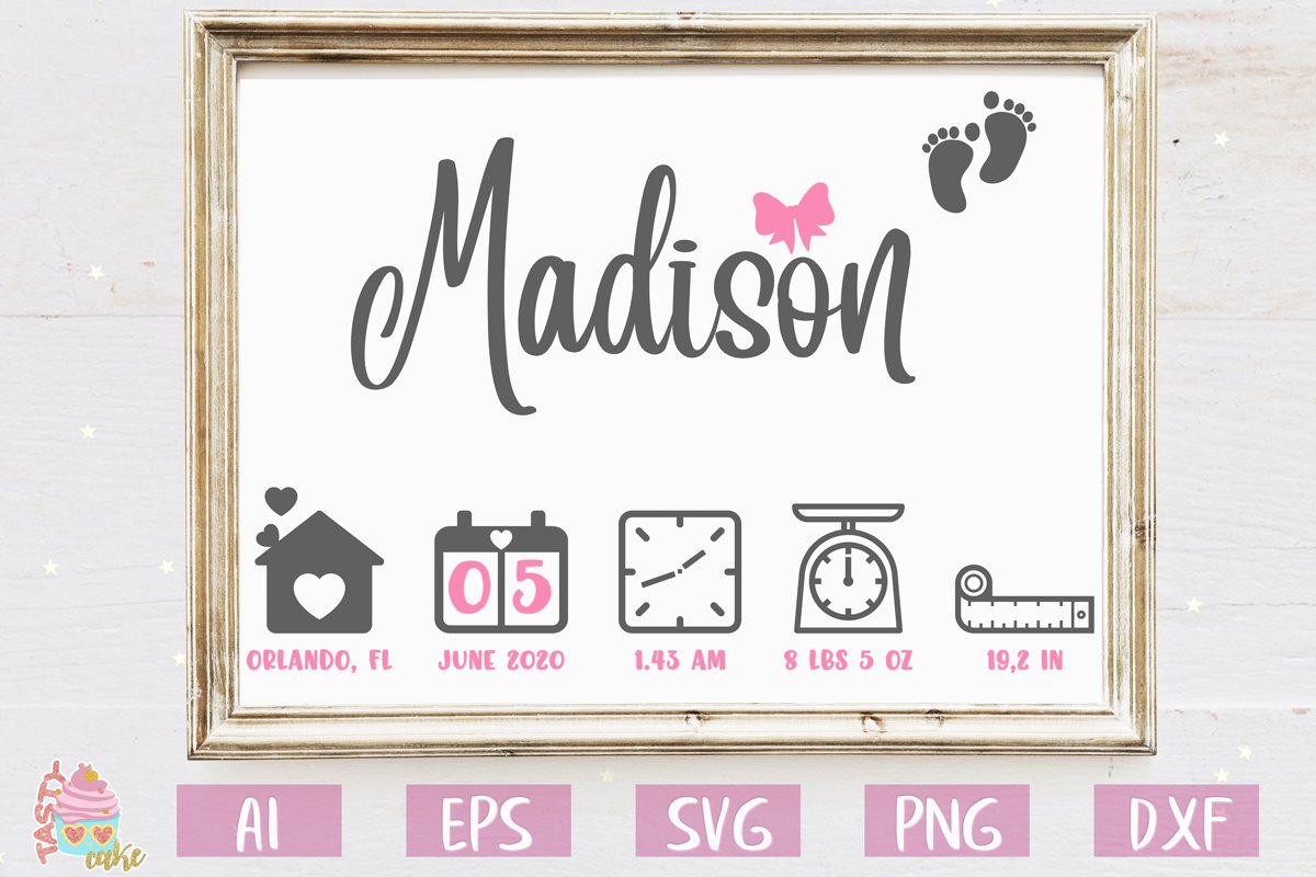 Baby Birth Stats - Birth Announcement Template example image 1