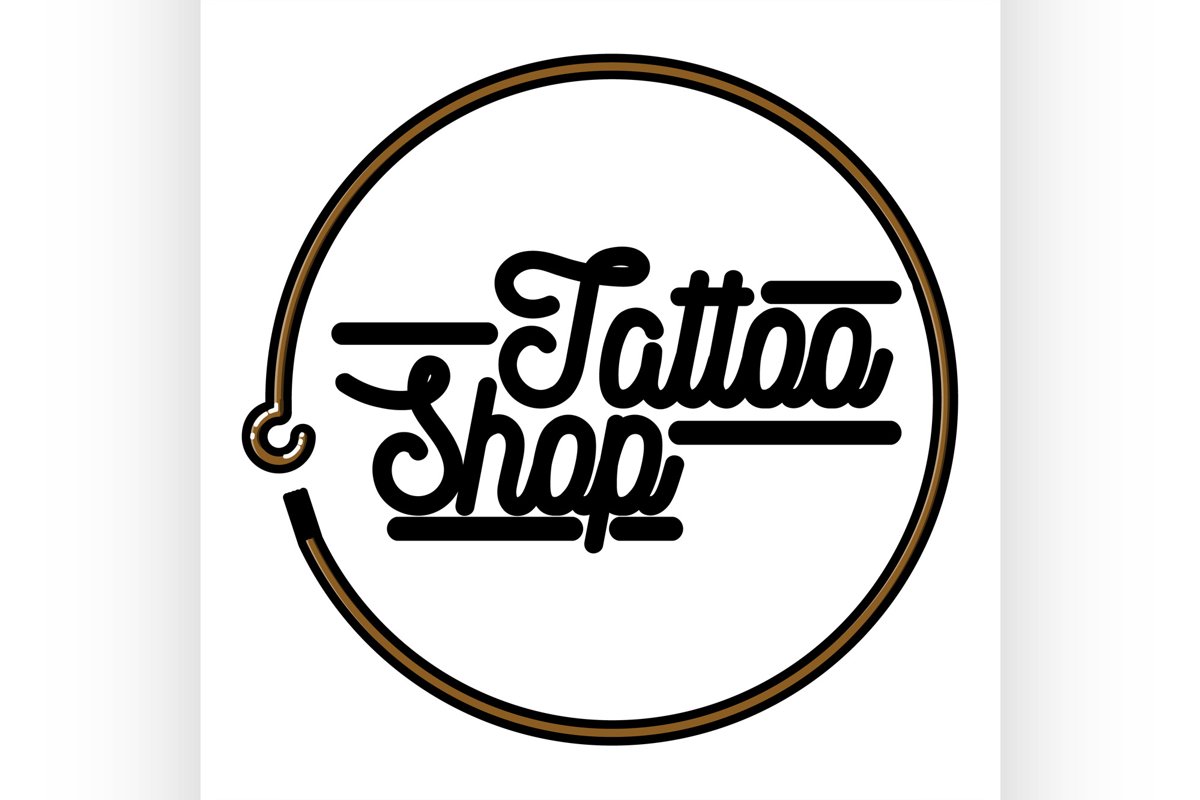 Color vintage tattoo shop emblem example image 1
