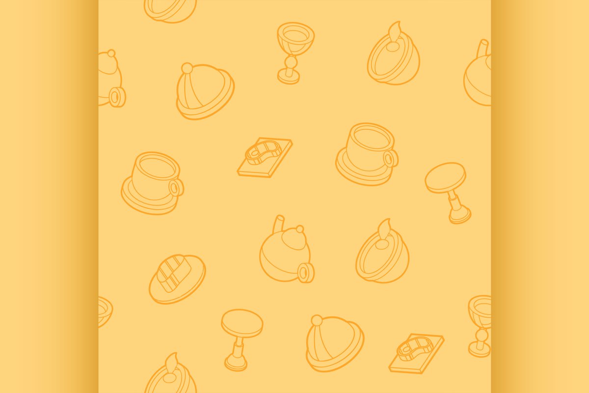 Restaurant flat outline isometric pattern example image 1