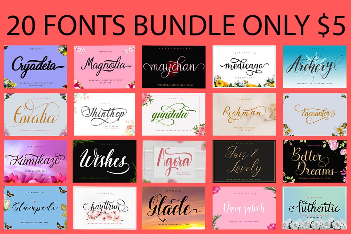 20 Fonts Bundle Only $5 example image 1