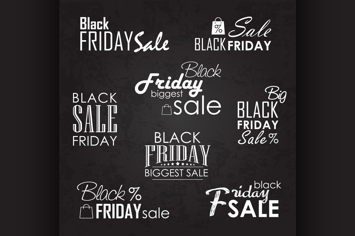 Black Friday Sale Calligraphic Designs set on blackboard example image 1