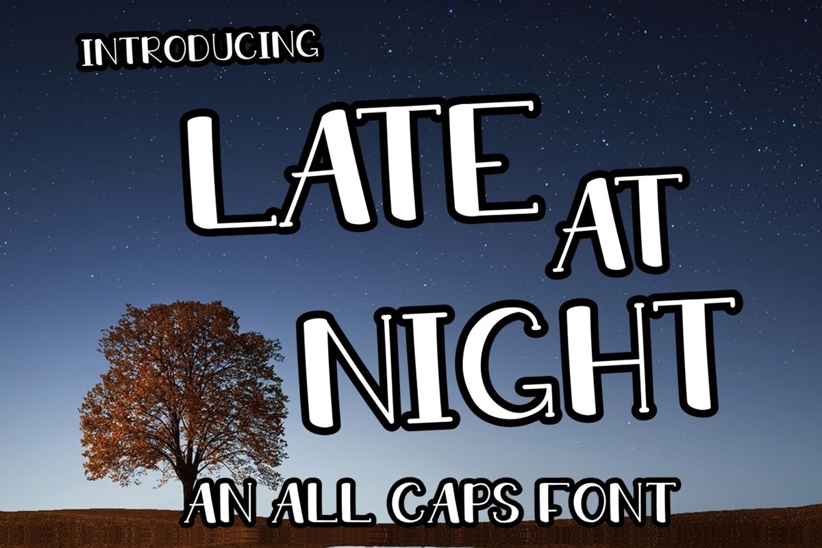LATE AT NIGHT | An All Caps Font With Numbers example image 1