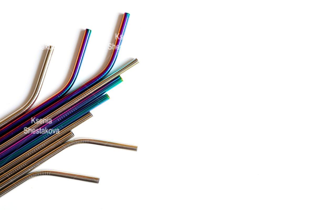 several reusable metal stainless steel drinking straws example image 1