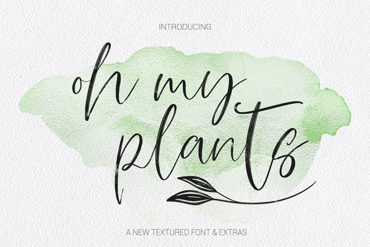 Oh My Plants Textured Font & Doodles example image 1