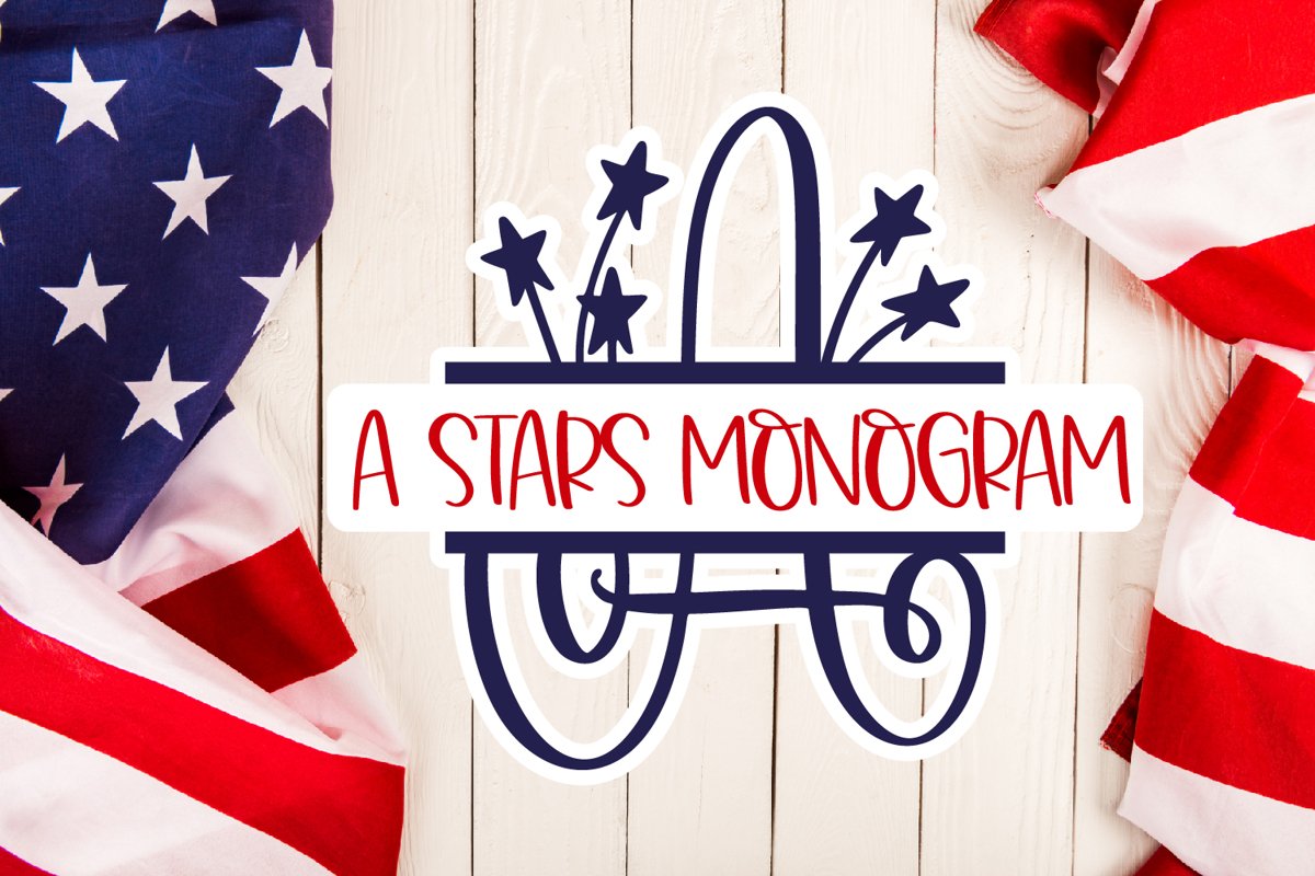 A Stars Split American Monogram Font example image 1
