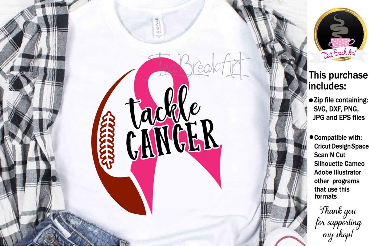 Tackle Cancer Breast Cancer Awareness Cutting Files 1070 example image 1