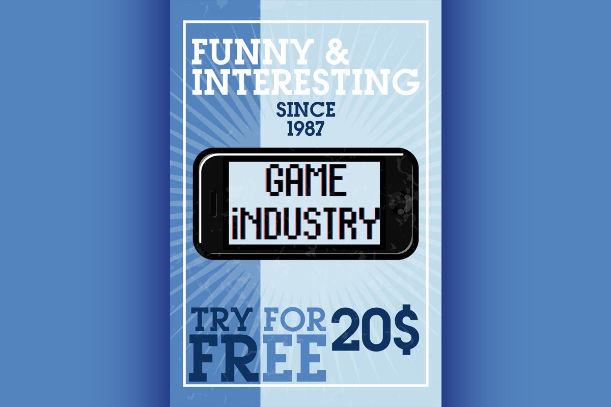 Color vintage game industry banner example image 1