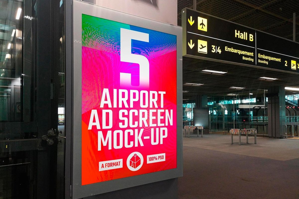 Airport Poster Screen Mock-Ups 10 example image 1