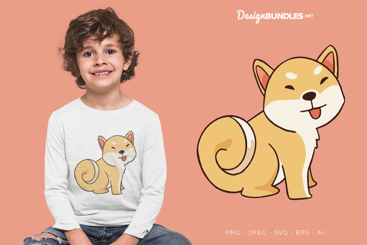 Hello Shiba Inu Vector Illustration For T-Shirt Design example image 1