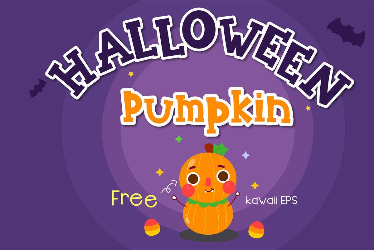 Halloween pumpkin Handwritten - cute kid font Kawaii style! example image 1