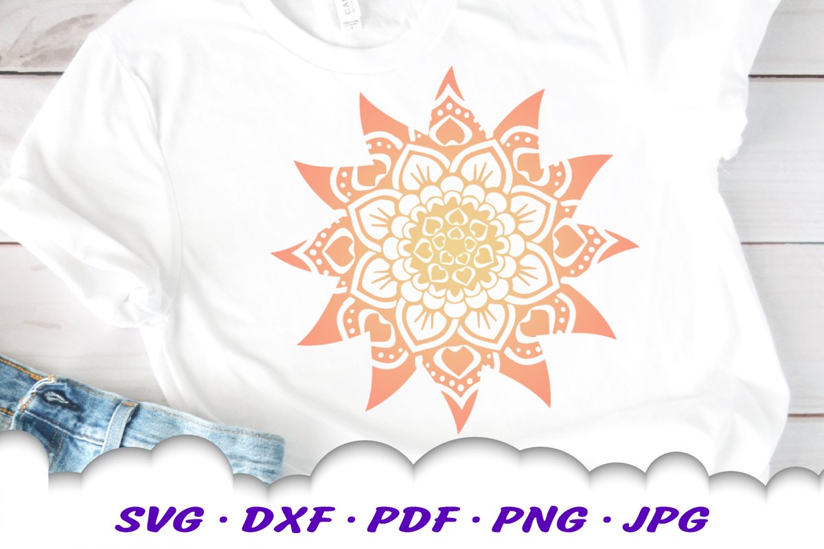 Mandala Sun Floral Celestial SVG DXF Cut Files example image 1