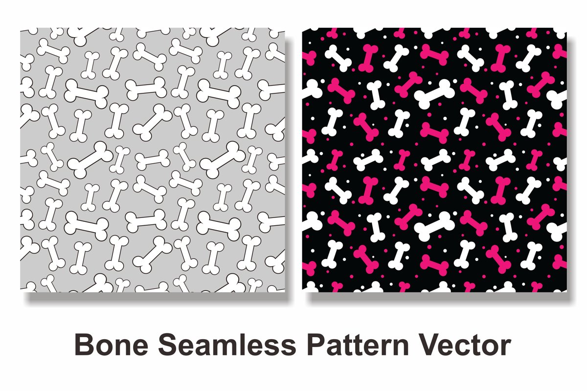 Set Of Bone Seamless Pattern Vector example image 1