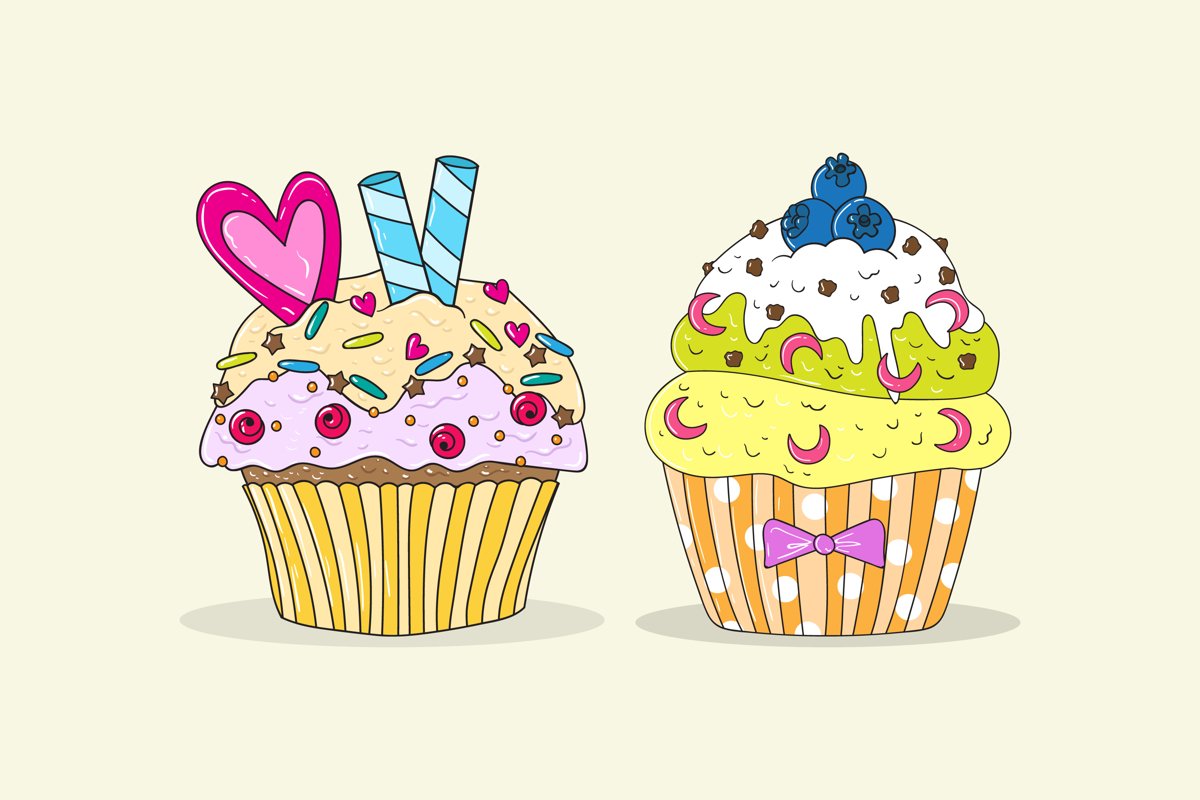 Delicious Cupcakes Illustrations example image 1