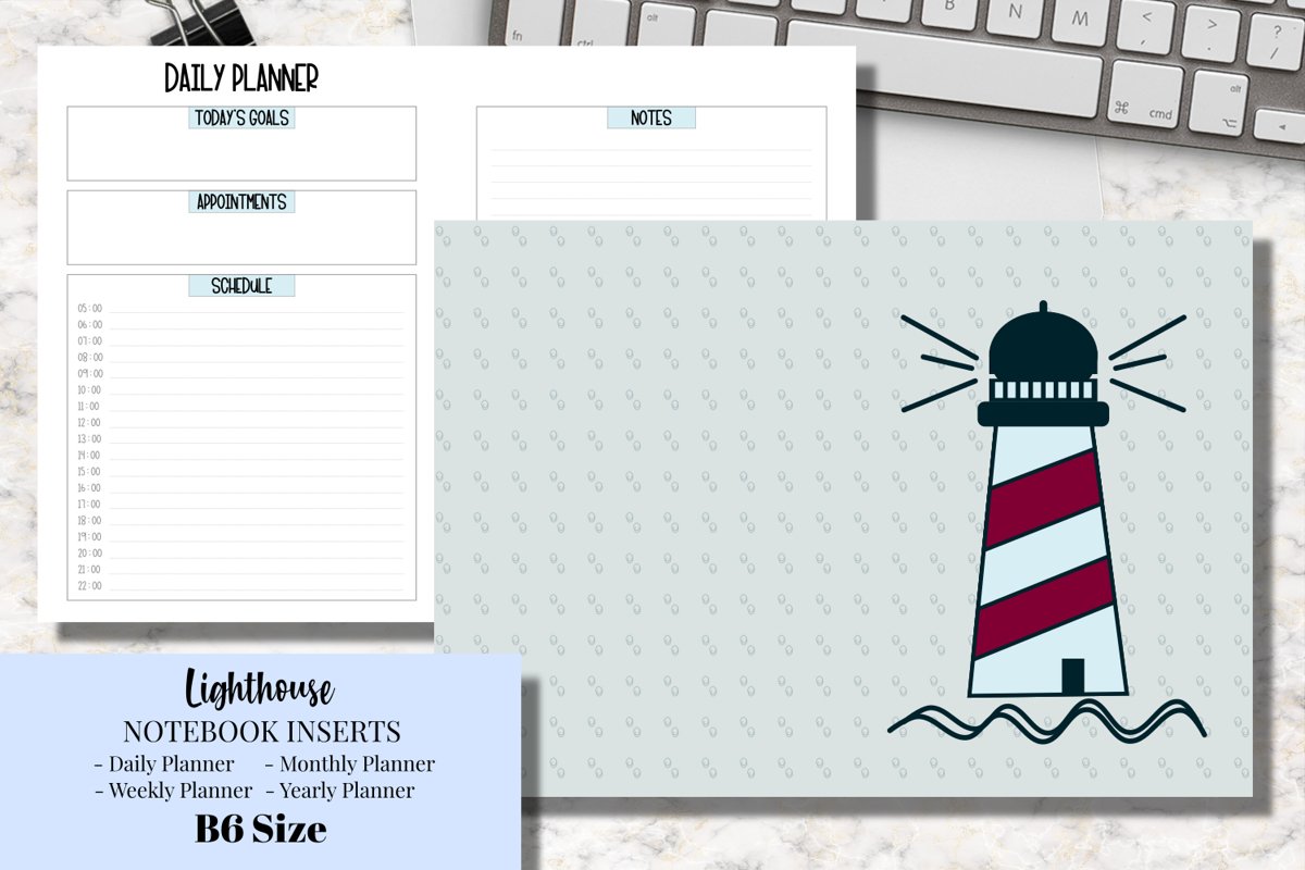 Lighthouse B6 Size Notebook Inserts Planner example image 1