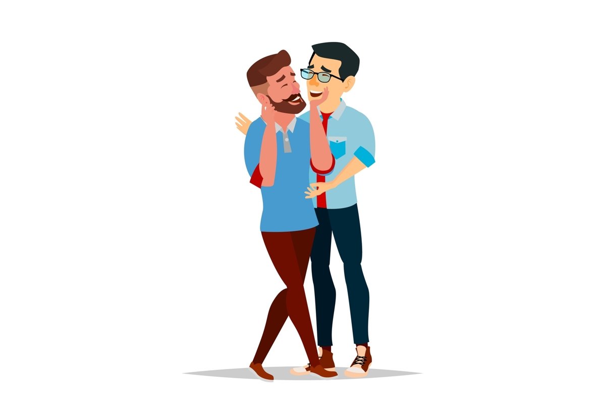 Gay Male Couple Vector. Romantic Homosexual Relationship. example image 1