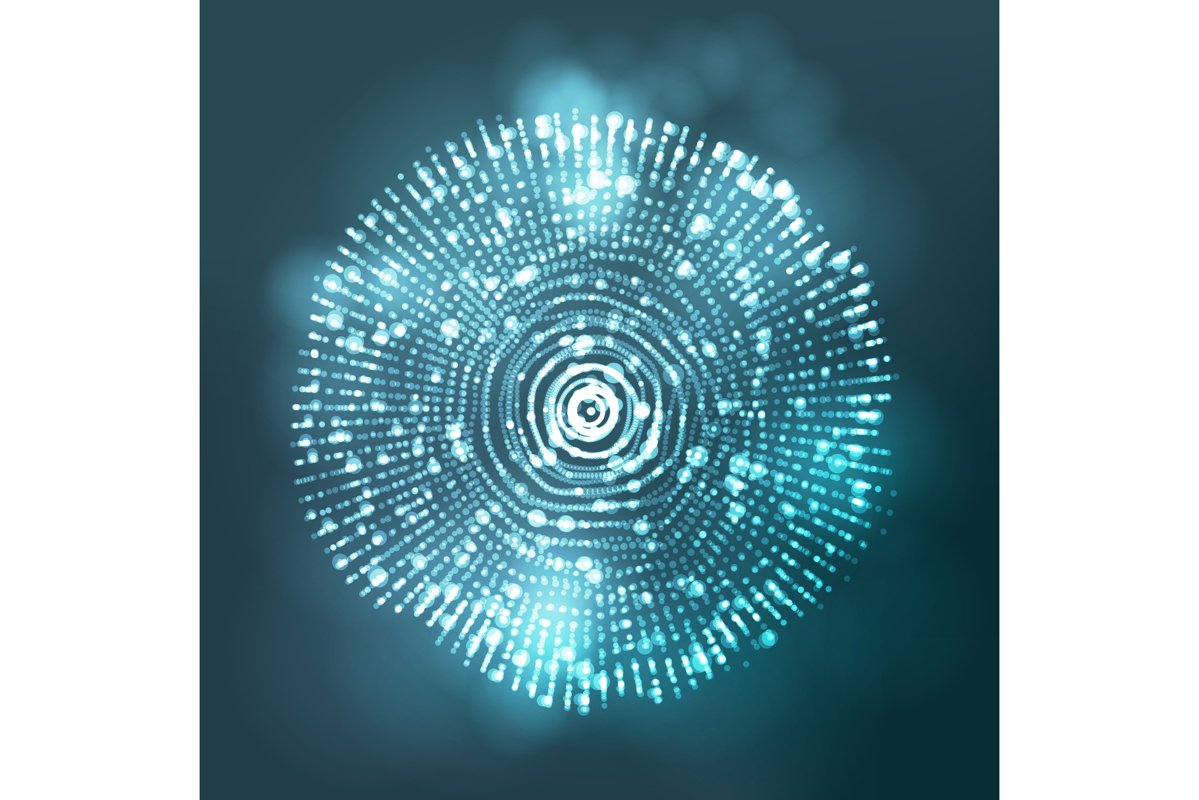 Glowing Abstract Sphere Vector. Cyber Equalizer. Flare Lens. example image 1