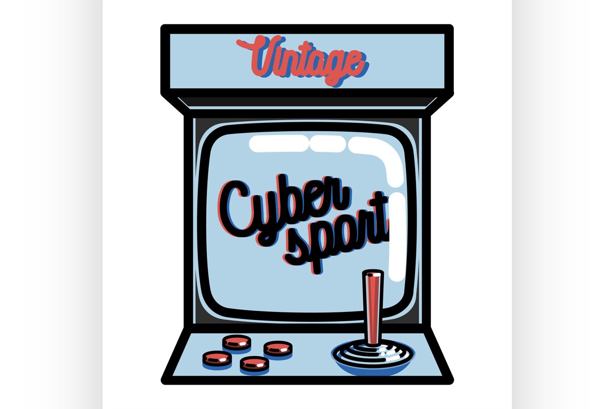 Color vintage cyber sport banner example image 1