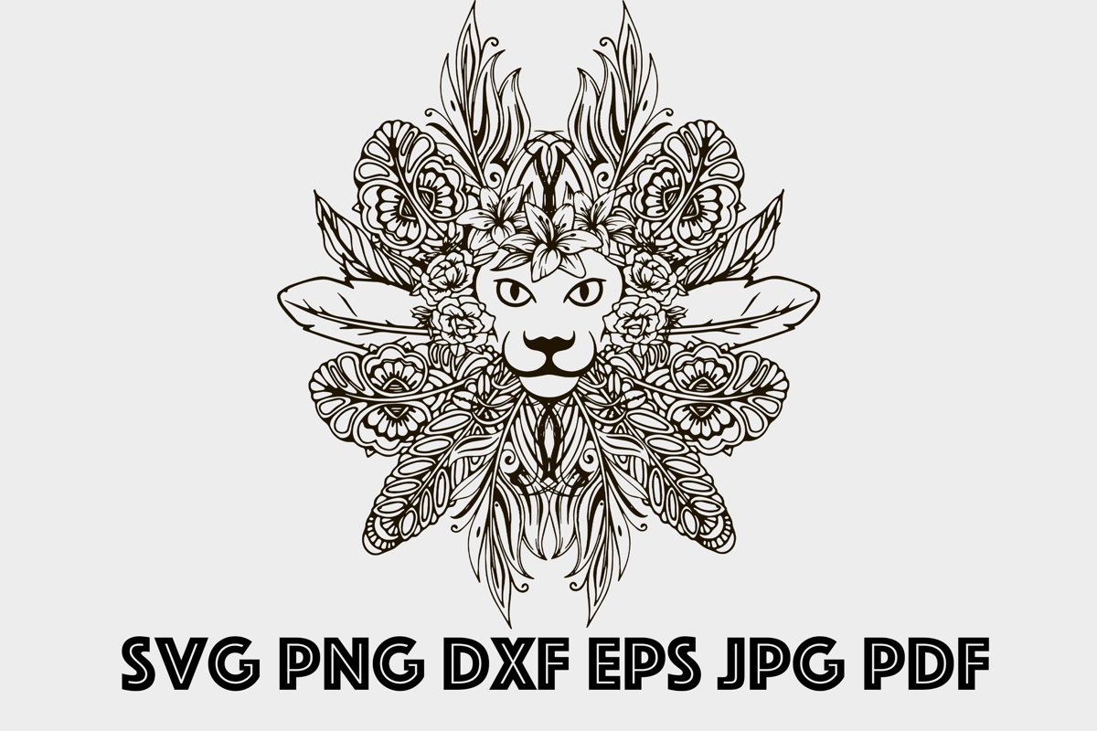 Lion SVG Mandala SVG King Lion Mandala SVG Zentangle Animal (566840