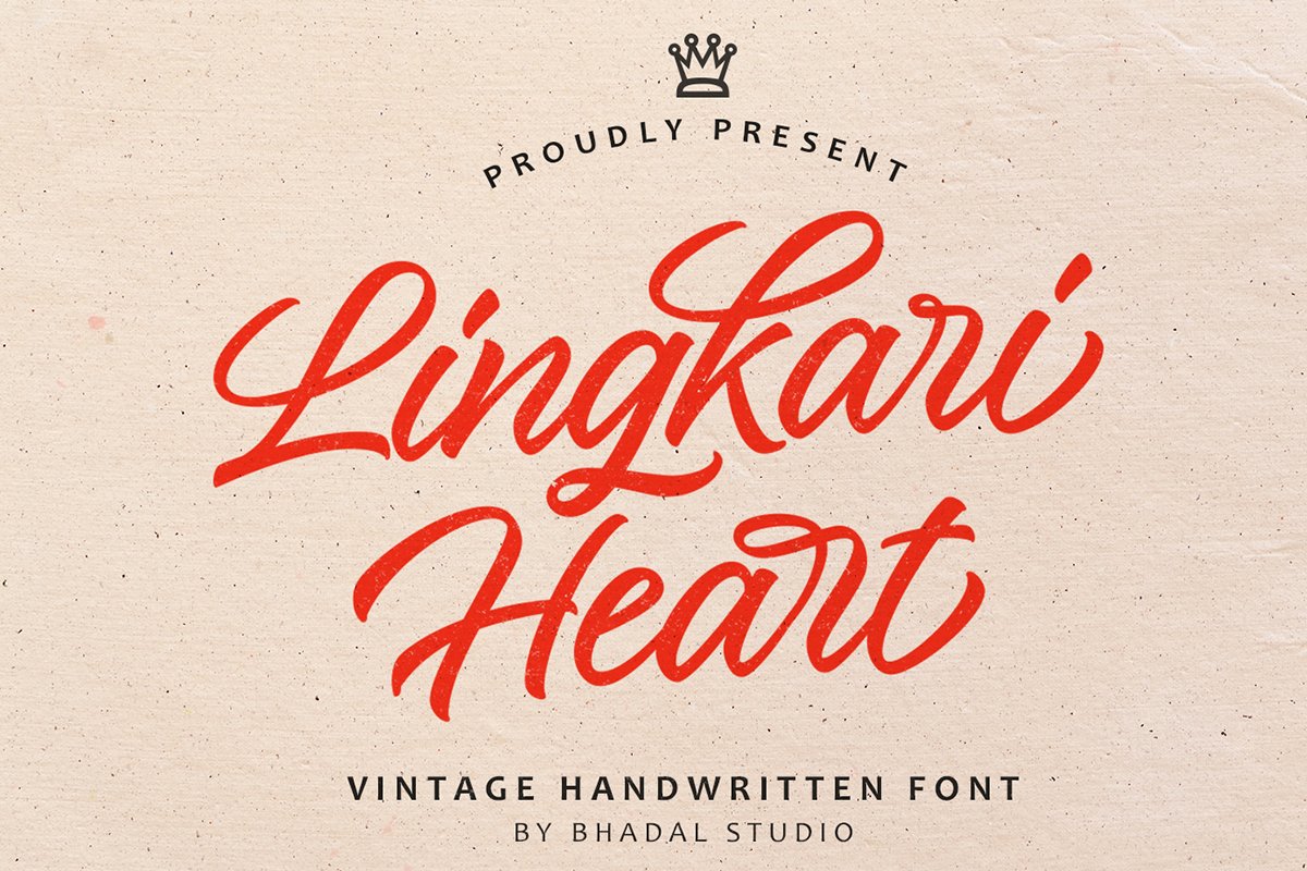 Lingkari Heart - vintage handwritten font example image 1