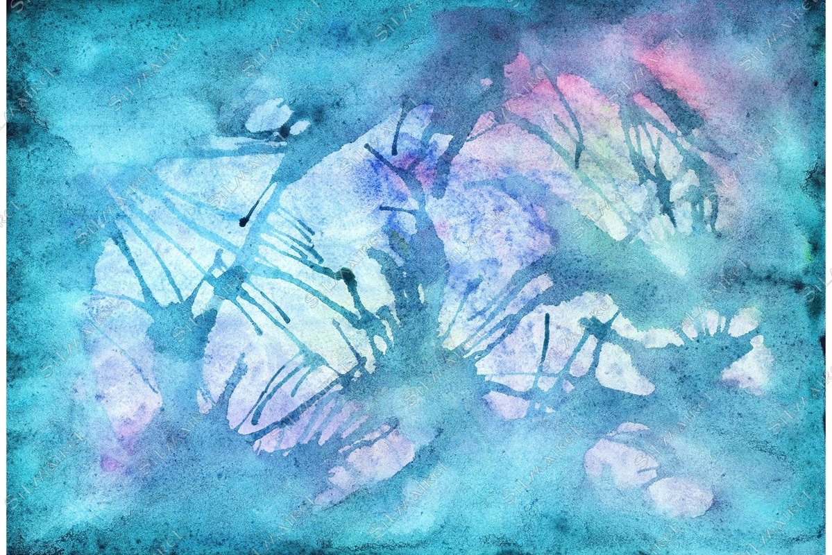 Watercolor winter turquoise cyan abstract texture background example image 1