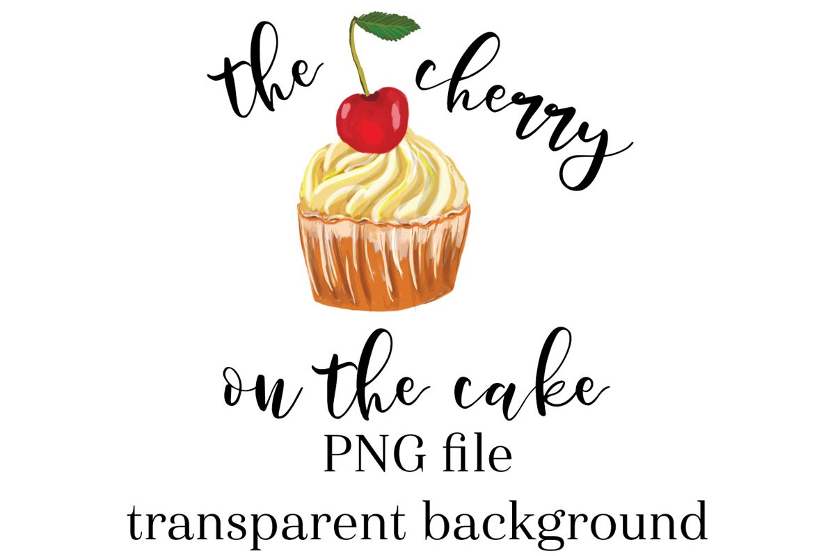 Cherry cake sublimation design, cupcake clipart, cupcake PNG example image 1