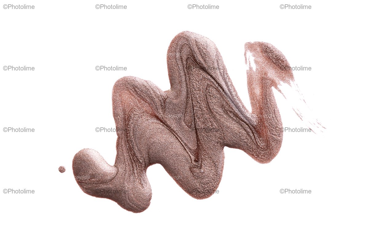 Blot of nail polish isolated on white. Leaking metallic pink example image 1