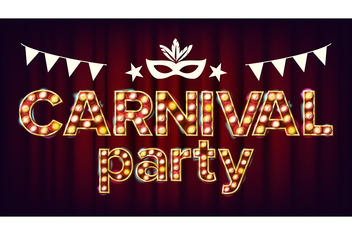 Carnival Party Poster Vector. Carnival 3D Glowing Element. example image 1