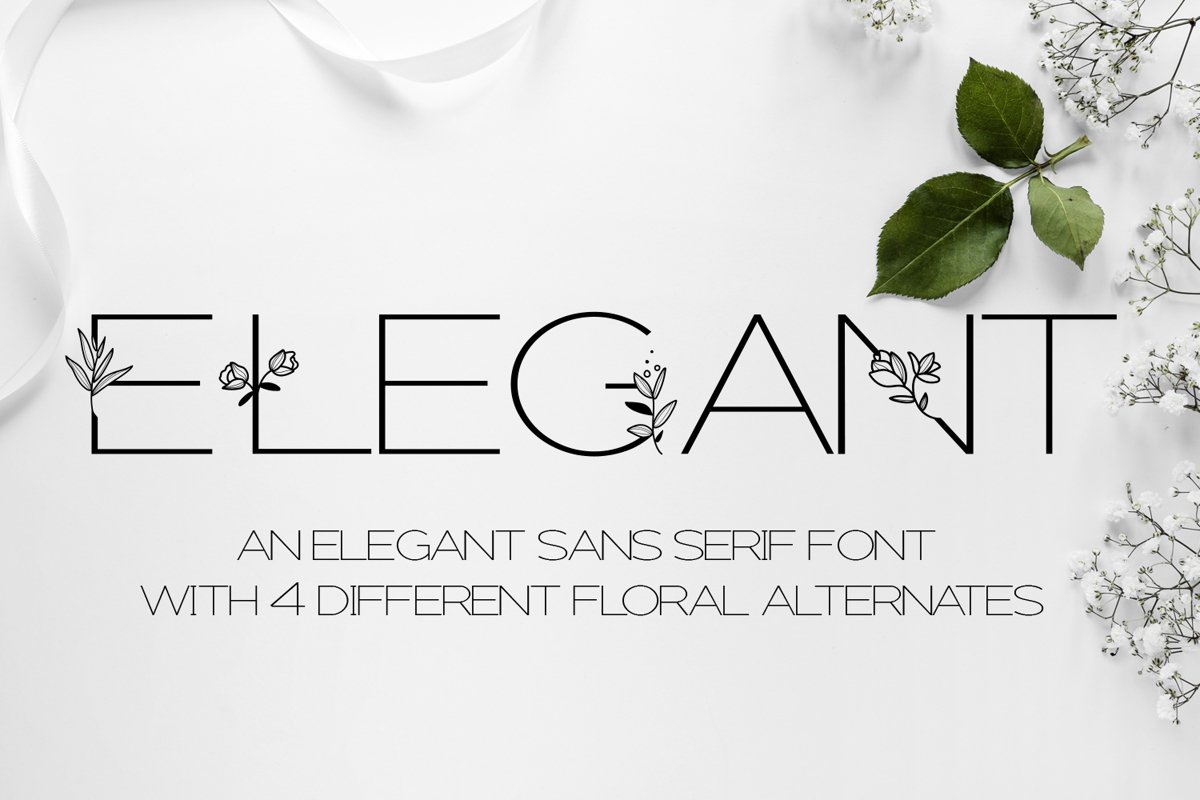 Elegant - A sans serif font decorated with florals example image 1